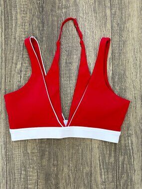 Double Layer Sports Bra-Red and white